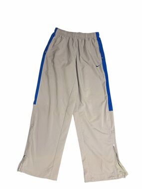 Nike Gray Windbreaker Pants Blue Side Stripe Track Pants Size L Athletic Joggers